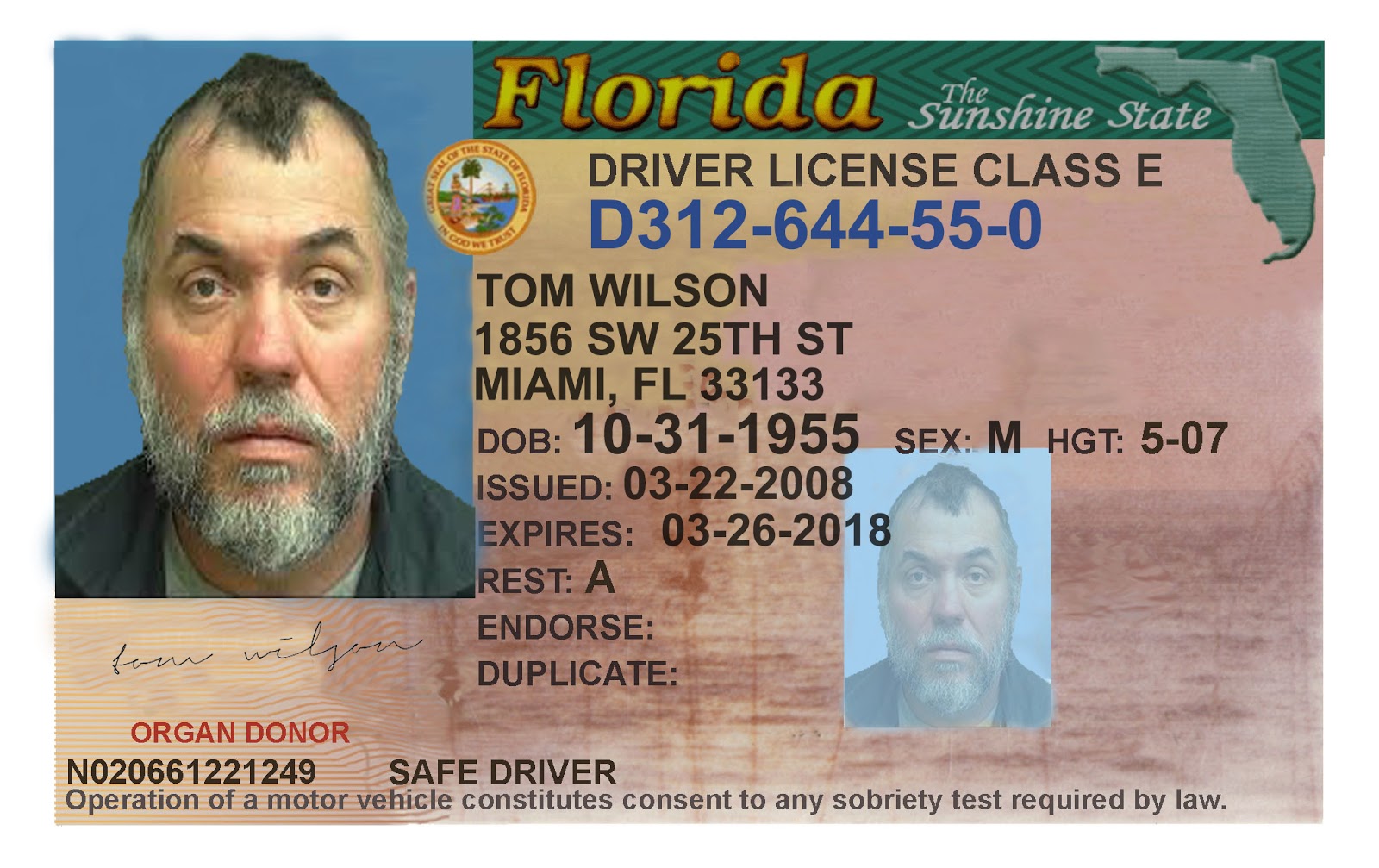 Florida drivers license template psd free